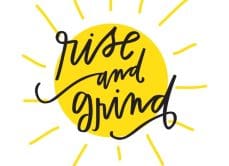 GCA rise and grind with illustrated sun