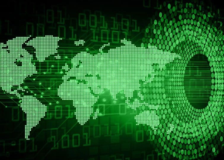 GCA dotted globe filtered through a funnel of code