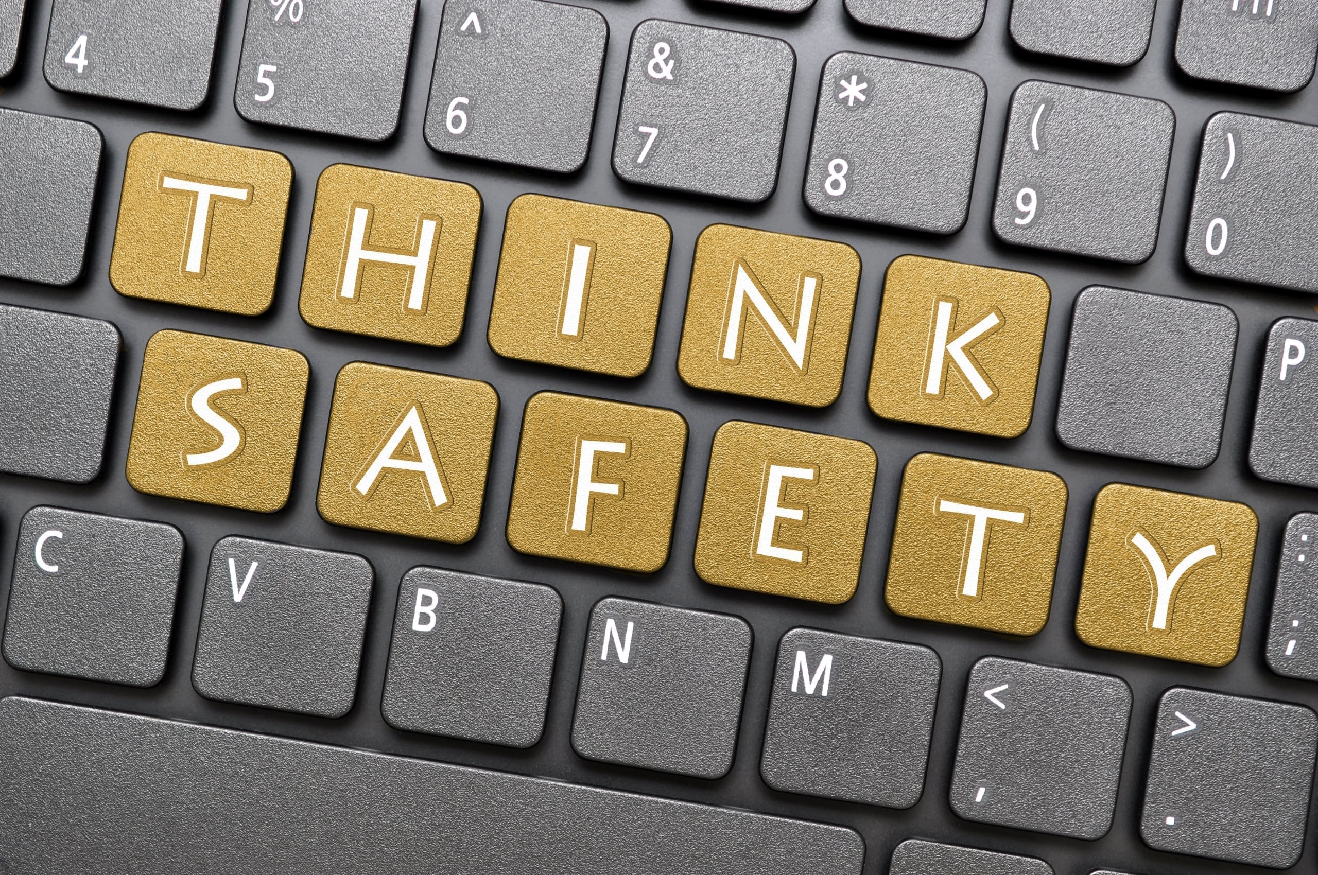 Think Safety spelled out on keyboard