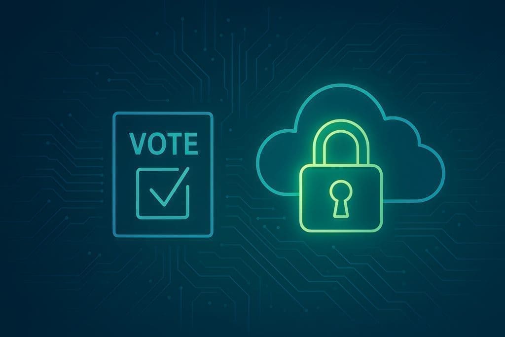 A graphic that says 'Vote' with a lock next to it.