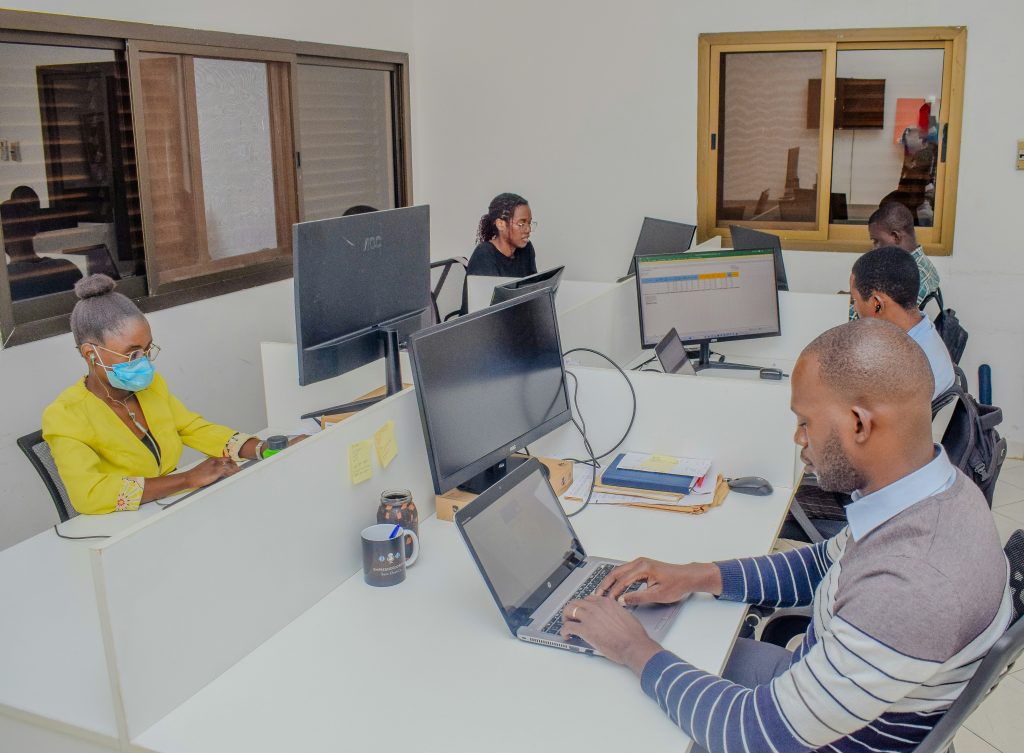 group working at computers