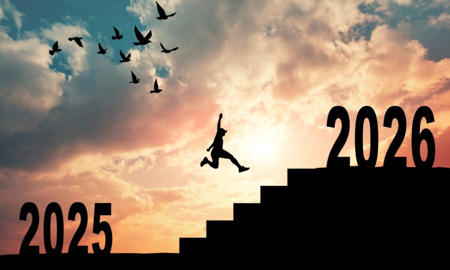 From 2025 person jumping up stairs to 2026