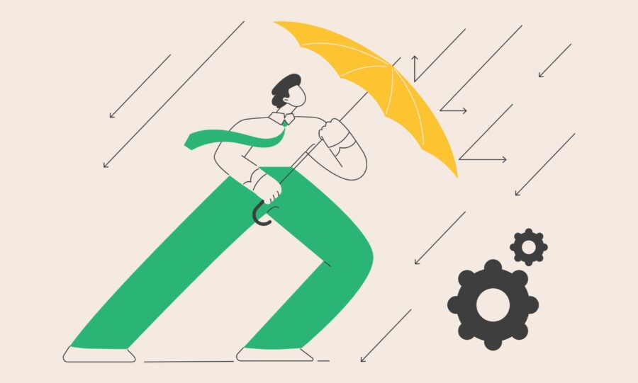 Person under umbrella showing resilience against the elements
