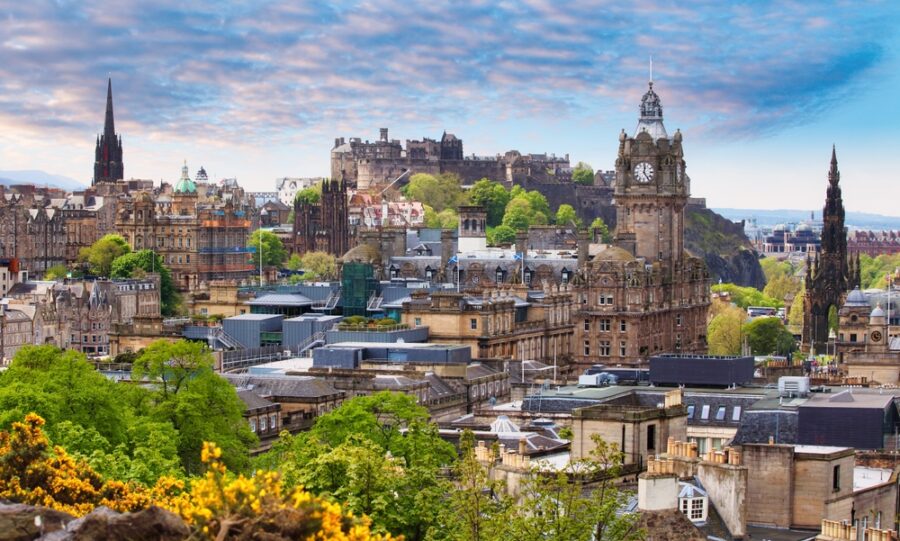 Edinburgh skyline at day from calton hill, Scotland