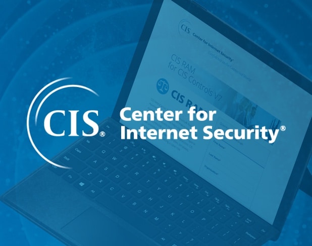 Center for Internet Security desktop dashboard with blue overlay